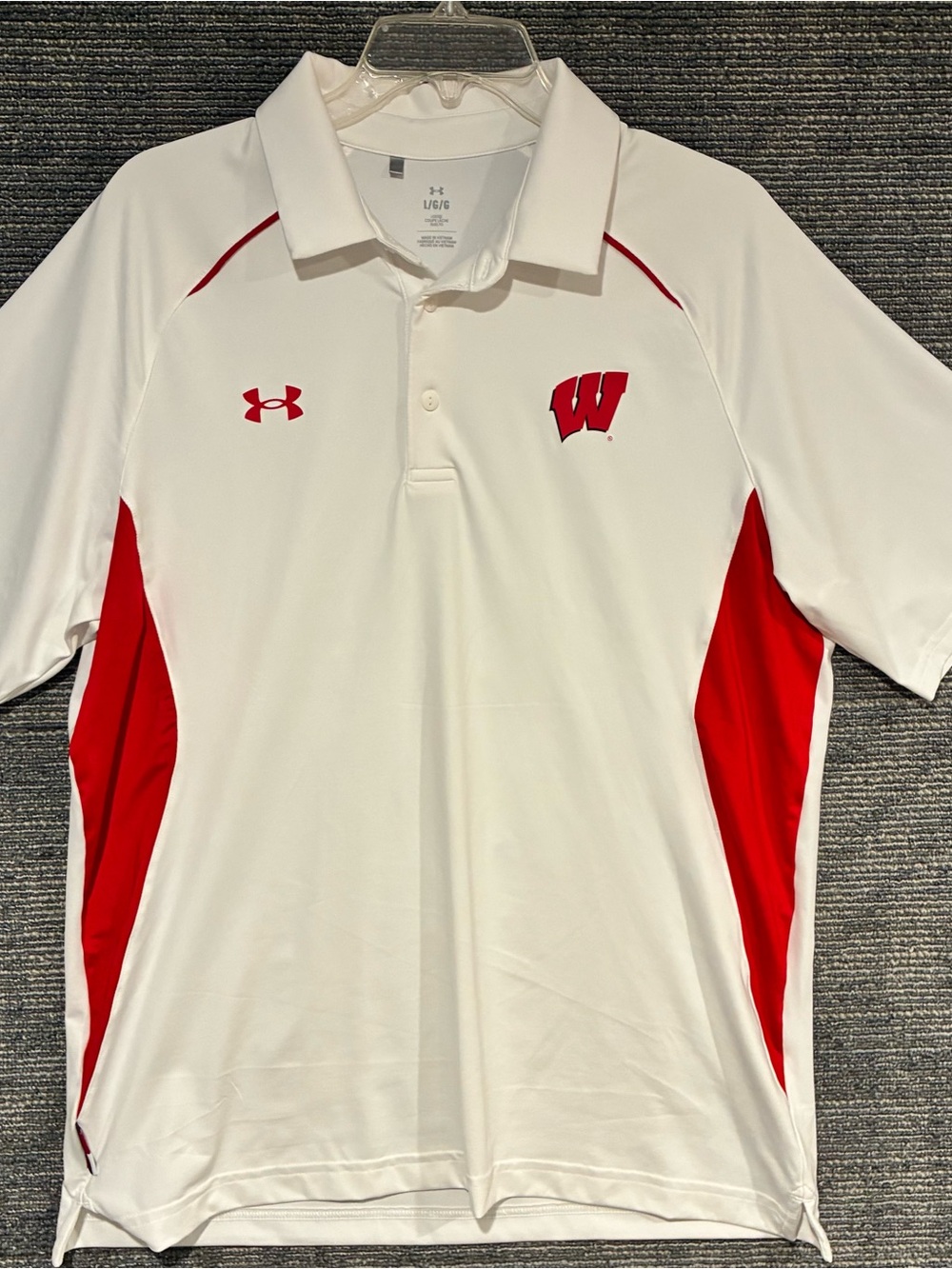Under Armour Men's Wisconsin Badgers White & Red Polo